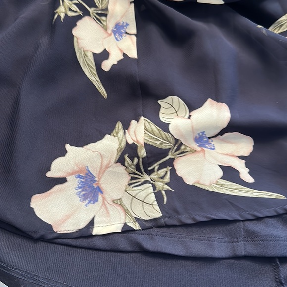 Lulus long navy cream print wrap around dress Size S - Picture 15 of 15